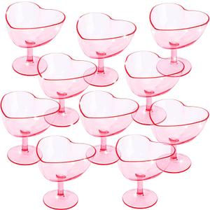 10 Pcs Galentines Day Party Supply Pink Martini Glasses 10 oz Valentine's Day Heart Shaped Martini Glasses Acrylic Heart Shaped Wine Cups for Wedding Bridal Shower Birthday Bachelorette