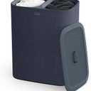 Joseph Joseph Tota 90 liter/23.8 gallon Laundry Hamper Separation Basket with lid, 2 Removable Washing Bags with Handles - Black (Black/Dark Blue)