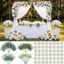 Zeyune 180 Pack White Green Artificial Flowers Bulk, Mixed Hydrangea Baby Breath Eucalyptus Leaves Greenery Stems for Wedding Centerpieces Bouquets Floral Arrangements Table Party Decor