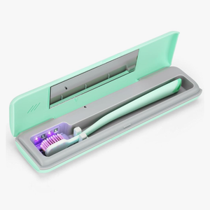 YourMate UVC Toothbrush Sanitizer Case Travel Toothbrush Covers Case for Traving or Business Trip Power by AA Battery or USB-C Cord Green