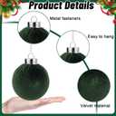 15pcs Christmas Tree Ornaments Velvet Ball,2.36in Flocked Decoration Balls,Shatterproof Multicolor Green Christmas Ornaments Set,Suitable for Xmas Trees,Fireplaces,Room Decorations