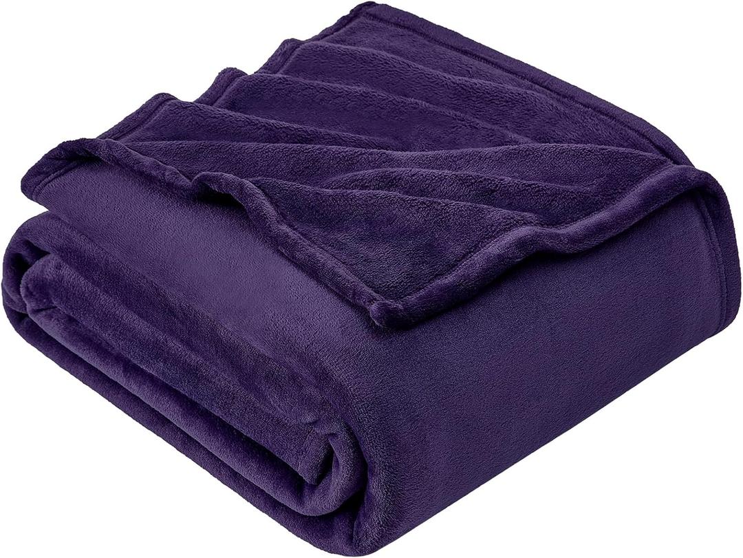 Hansleep Fleece Blanket Twin Size Purple, Soft Cozy Twin Fuzzy Flannel Lightweight Blanket for Bed, Sofa, Couch, Travel, Camping, Purple, 60x80 Inches