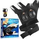 LED Flashlight Gloves Gifts for Men - Christmas Stocking Stuffers for Men Christmas Birthday Gifts for Dad Husband Him, Cool Gadgets Hands Free Light Gloves Tool for Women Husband Boyfriend Mechanics (Jet Black)
