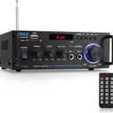 Pyle 200W Stereo Power Amplifier with Bluetooth - Dual Channel Audio Receiver - LED Display - RCA - USB - SD - MIC IN - FM Radio - AUX Input - Perfect for Home & Computer Audio - PDA29BU.5