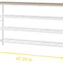 SUOERNUO Shoe Rack Organizer 4 Tier for Closet Entryway Free Standing Metal Storage Shoe Shelf with MDF Top Board (White+Oak, Large 4 Tier)