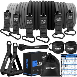 Heavy Resistance Bands for Working Out, 300lbs/360lb/420lb Exercise Bands Workout Bands with Handles, Door Anchor, Ankle Straps, Home Gym Workout Equipment for Men Fitness Strength Training Stretching (Black)