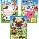 48 Pcs Farm Animal Stickers for Kids - face Sticker with Chicken, Pig, Cow, Sheep, Rabbit, Dog, Cat - Make a Fun Farm Themed face Sticker for Toddlers, Scrapbooking, DIY CraftsBack To School Gifts