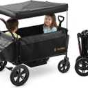 Stroller Wagon for Kids, One-Hand Adjustable Push/Pull Handle, Spacious Storage, 8"/12" All-Terrain Wheels, Canopy with Bug Net, Wagon Stroller for Daily Walks, Short Trips & Grocery Runs (Black)