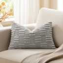 Kevin Textile 12x24 Inch Lumbar Pillow Cover 1 Pack Soft Plush Stripe Decorative Rectangle Cushion Elegant Double-Sided Corduroy Texture Pillow Cover for Couch Sofa Chair Bed Home Decor, Light Grey