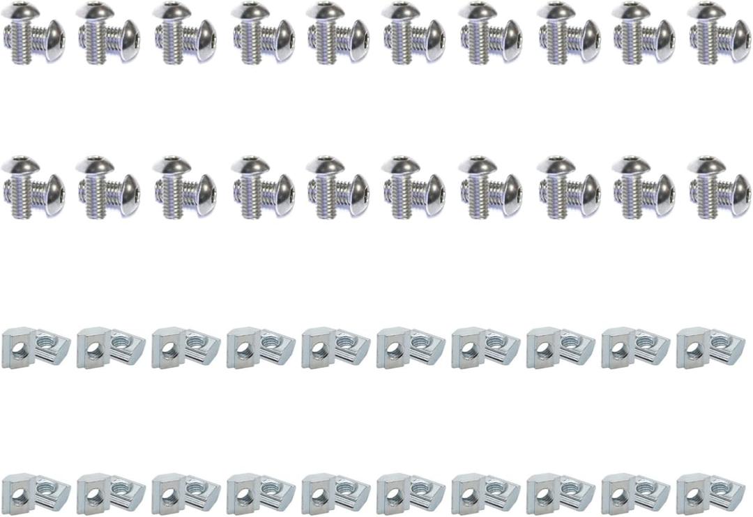 1010 Series Aluminum Extrusion Profiles Fastener T-Solt Nuts and Bolts, 40pcs 10 Hardware Slide Nuts Hex Screw for 1 Inch x 1 Inch Aluminium Extruded Profil Rail