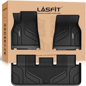 LASFIT Premium Extra Thick Floor Mats Fit for Tesla Model S & Model S Plaid 2026 2025 2024 2023 2022 2021, Custom Fit TPE All Weather Floor Liners 1st & 2nd Front Rear Row Car Mats, Black