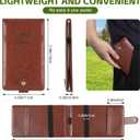 Archerest Magnetic Golf Scorecard Holder, 7.48" x 4.33" Premium Leather Yardage Book Cover Golf with A Pencil and Five Double Sided Printed Scorecards, Golf Accessories and Scorecard Book (Brown)