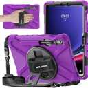 BRAECNstock for Samsung Galaxy Tab S10 Lite/ S10 FE/ S9 FE/ S9/ S8/ S7 5G Case 10.9"/11", Shockproof Protective Kids Case with Pencil Holder, Rotating Hand Strap & Stand, Shoulder Strap, Purple (03 Purple (Without Screen Protector)