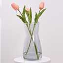 Glass Vases for Flowers, 8 Inch Tall Ins Modern Gray Crystal Clear Glass Vases for Centerpieces Home Desk Decoration, Decorative Glass Table Vase for Birthday Wedding Housewarming Gift