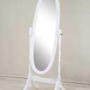 Roundhill Furniture Traditional Queen Anna Style Wood Floor Cheval Mirror, White
