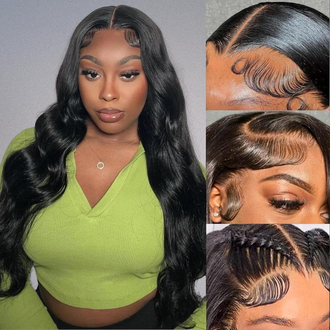 28 Inch Body Wave Lace Front Wigs Human Hair Pre Plucked 13x4 HD Transparent Lace Frontal Wigs Human Hair 180% Density Glueless Wigs Human Hair Wig for Black Women Natural Hairline With Baby Hair (28 Inch, 13x4 Natural Color Body Wave Wig)