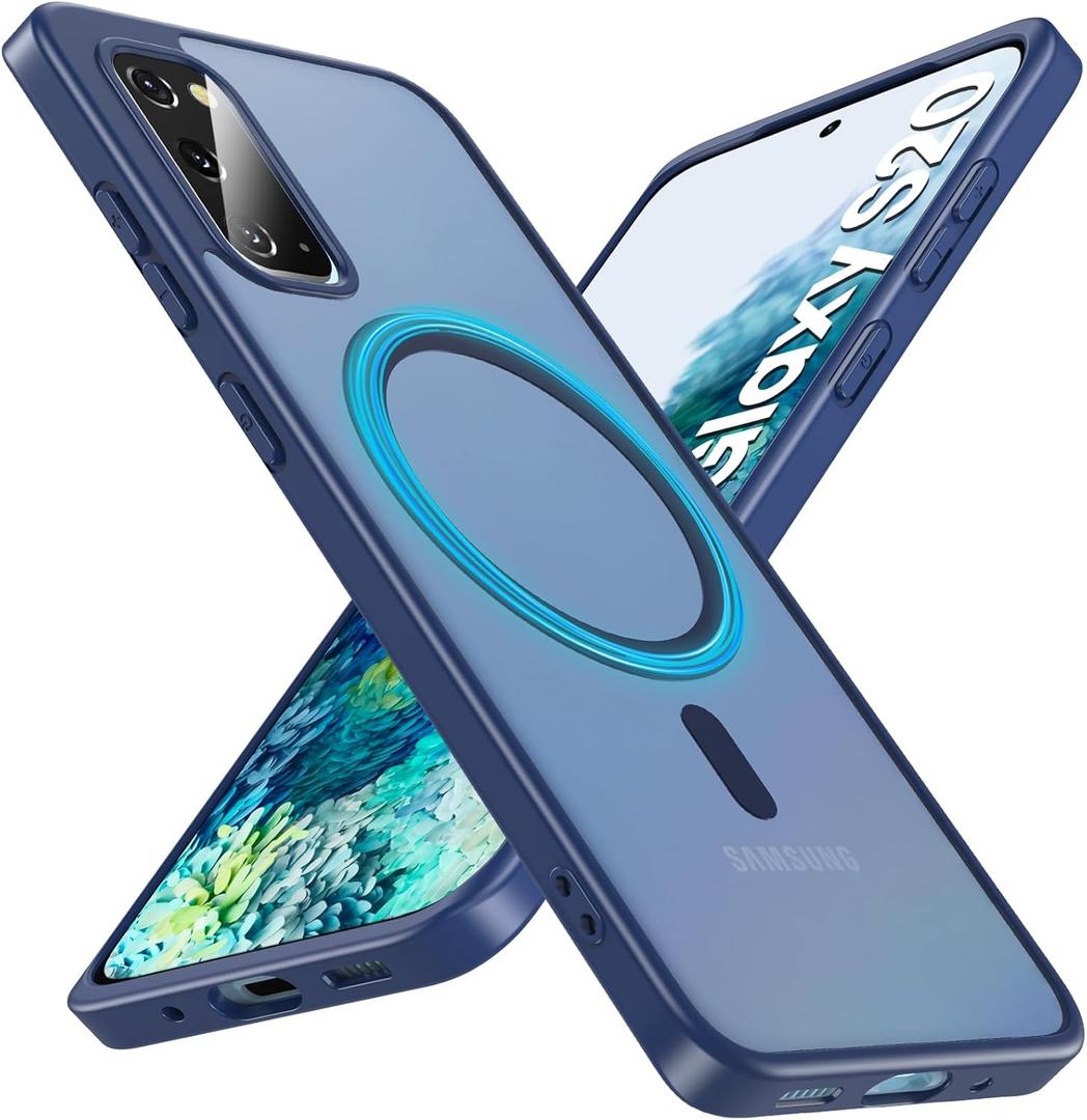 Hensinple Magnetic for Samsung Galaxy S20 Case,Galaxy S20 Case Compatible with Magsafe,Shockproof Rugged Military-Grade Protection Translucent Matte Back Cover Phone Case for Galaxy S20(Matte Blue)