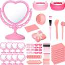 8 Set Spa Party Supplies With Heart Shaped Mirror, Desk Mat, Face Mask Brush, Mixing Bowl, Headband, Facial Towel - Sleepover Party Slumber Night Essentials