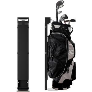 Wall Mount Golf Bag Storage Rack - Wall Mount Rack for Garage, Club Dock for Golfing Bag | Space Saving | Easy Install & Use (Black)