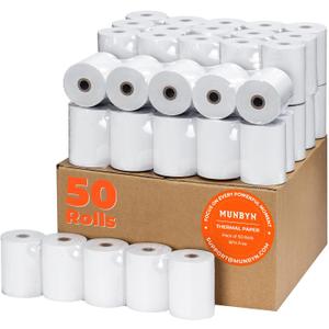 MUNBYN Thermal Paper 3 1/8 x 230ft, 50 Rolls Receipt Paper Work for Star Micronics TSP100 TSP143 Epson 80mm Receipt Printer Square POS Register, 80mm Thermal Receipt Papers, BPA Free, Plus Version