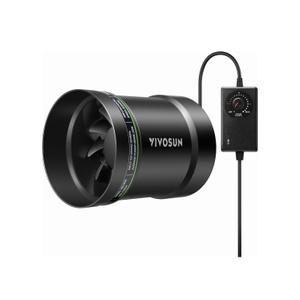 VIVOSUN 6” Inline Booster Duct Fan with Speed Regulator, 345 CFM Quiet Exhaust Fan for HVAC Ventilation in Grow Tents, Basements, Bathrooms, Kitchens, and Attics