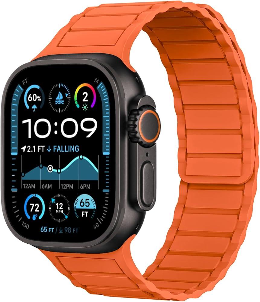 THWALK Magnetic Link Solo Loop Sport Silicone Bands Compatible with Apple Watch Ultra 3/2/1 49mm, Series 11/10 46/42mm, 9/8/7 45/41mm, SE 6/5/4 44/40mm, 3/2/1 42/38mm for Women Men