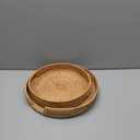 Whalehub Round Rattan Serving Tray with Handles,2 Hand Woven Basket, Home Decor Organizer Tray for Breakfast, Tea, Snack, Fruit, Coffee, Storage (Large + Medium)(14.17inchX2.3inch+11.9inchX1.7inch