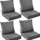 Outdoor Chair Cushions, 24 x 24 Inch Outdoor Cushion for Patio Furniture, Patio Chair Cushion, Waterproof & Fade Resistant Deep Patio Furniture Cushions Set with Handle and Ties, Dark Grey (Set of 4), 24*24+5.75/25*22.5