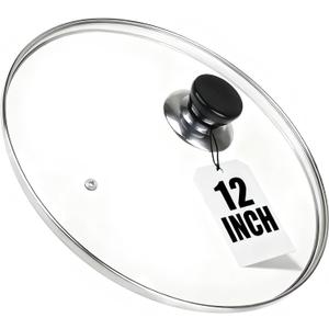 12 Inch Pan Lid, 12'' Frying Pan Lid, Tempered Glass Cast Iron Lids for Skillets, Fry Pan, Wok Pot (12 inch)