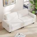 Bonzy Home 81" Modern 2 Seater Couch, Comfy Corduroy Couches with Thickened Cushion, Wide Armrests, USB & Type C Charging Ports, Beige Loveseat Sofa for Living Room, Apartment, Bedroom, Office