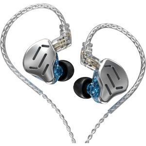 KZ Zax in Ear Headphones 7BA+1DD Hybrid 16 Drivers HiFi Noise Cancelling in Ear Monitor, Zin Alloy Shell Metal Wired Earphone with 3.5mm Jack Detachable 2 Pin 0.75mm Cable (No mic, Silver)