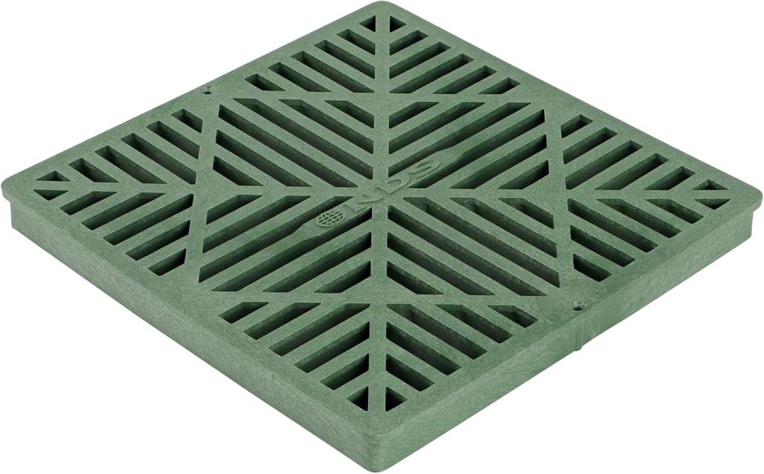 NDS 1212 Square Catch Basin Drain Grate, Diamond Design, Fits 12-Inch Catch Basin Drain, Risers and Low Profile Adapter, 12-Inch, Plastic, Green