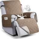 VANSOFY 100% Waterproof Recliner Chair Covers, Recliner Cover Non-Slip Dog Chair Cover Furniture Protector Washable Slipcover with Pocket, Elastic Straps for Pets, Dogs(Light Brown, 23.6")