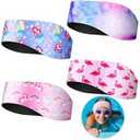 Zhanmai Swimming Headband, 4 Pieces Kids Waterproof Neoprene Hairband with Ear Covers, Adjustable Swimmer's Headband for Ear Protection (Dinosaur Style, 22 Inch)