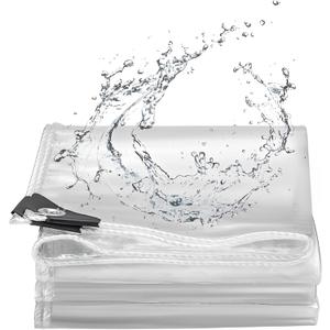 8x10ft Clear Tarp with Grommets,Transparent Tear Resistant PVC Vinyl Tarpaulin,10mil Reinforced Edges Outdoor Waterproof Poly Tarps Cover,Tarpaulins (Clear White(2.4x3m)) (8x10ft (2.4x3m), Clear White-10mil)