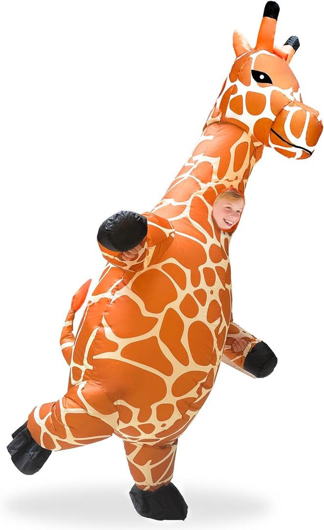 Camlinbo Halloween Inflatable Costumes for Kids Funny Giraffe Full Body Blow Up Animal Costumes for Boys Girls Halloween Holidays Festivals Cosplay Party Favors