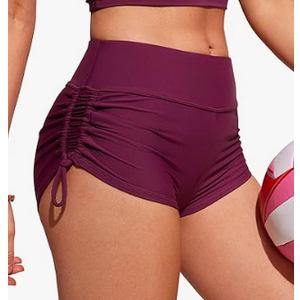 CRZ YOGA Womens Swim Board Shorts High Waisted Bathing Suit Bottoms Adjustable Ruched Side Swimsuit XL Purple