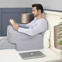 Comfyt Reading Pillow with Foam, Large Lap Desk Pillow with Pocket Arm Rest, Gaming Pillow in Bed and Floor, Sofa Back Support for Sitting Up Relaxation in Bed, with Washable Cover