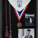 GraduationMall 12"x16" Graduation Cap Shadow Box Frame Wood Display Case with Stick Pins & Hanging Hardware