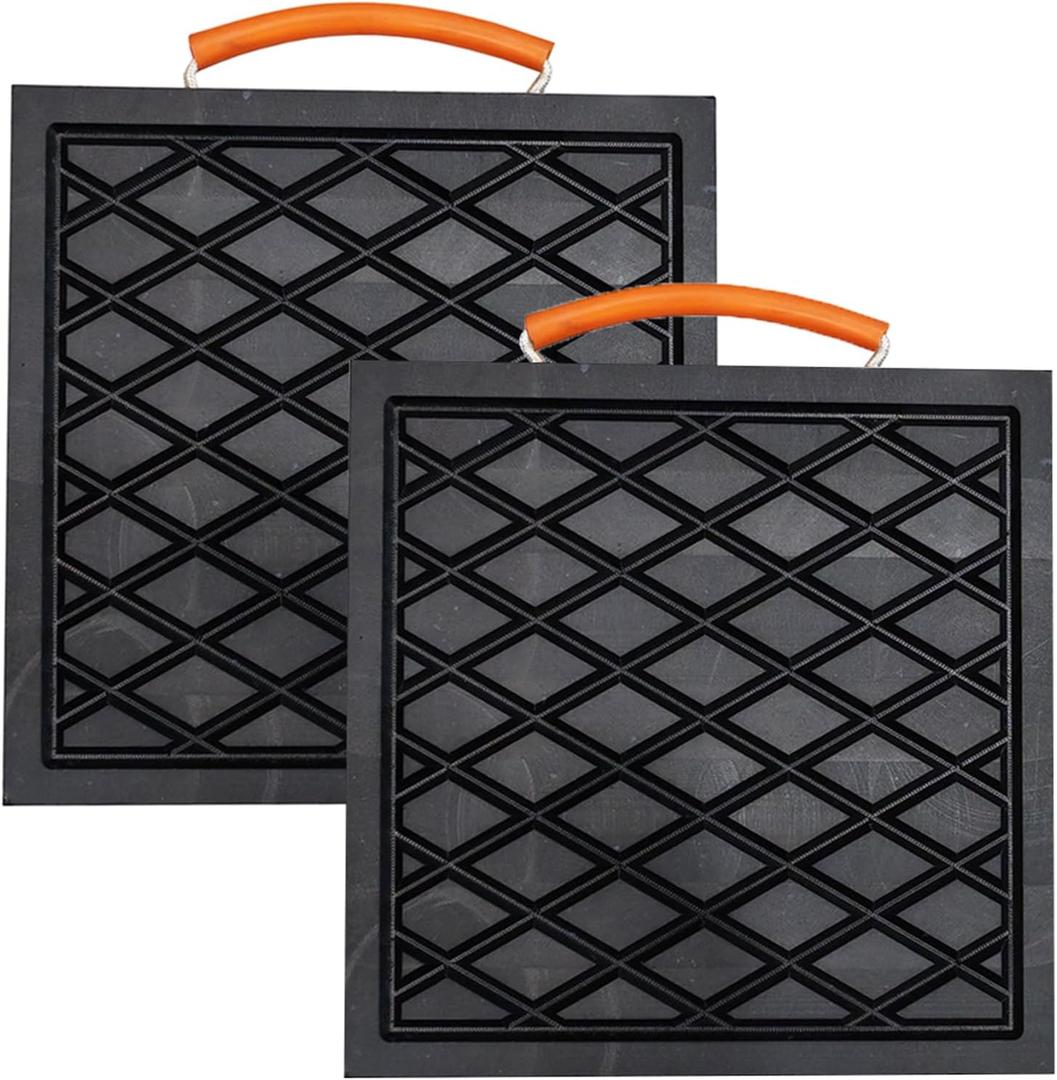 12 X 12 X 1 inchs Non-Slip Rv Jack Pads, 2 Pack Camper Outrigger Pads with Handle, Heavy Duty Stabilizing Blocks for Truck/Trailer/Crane