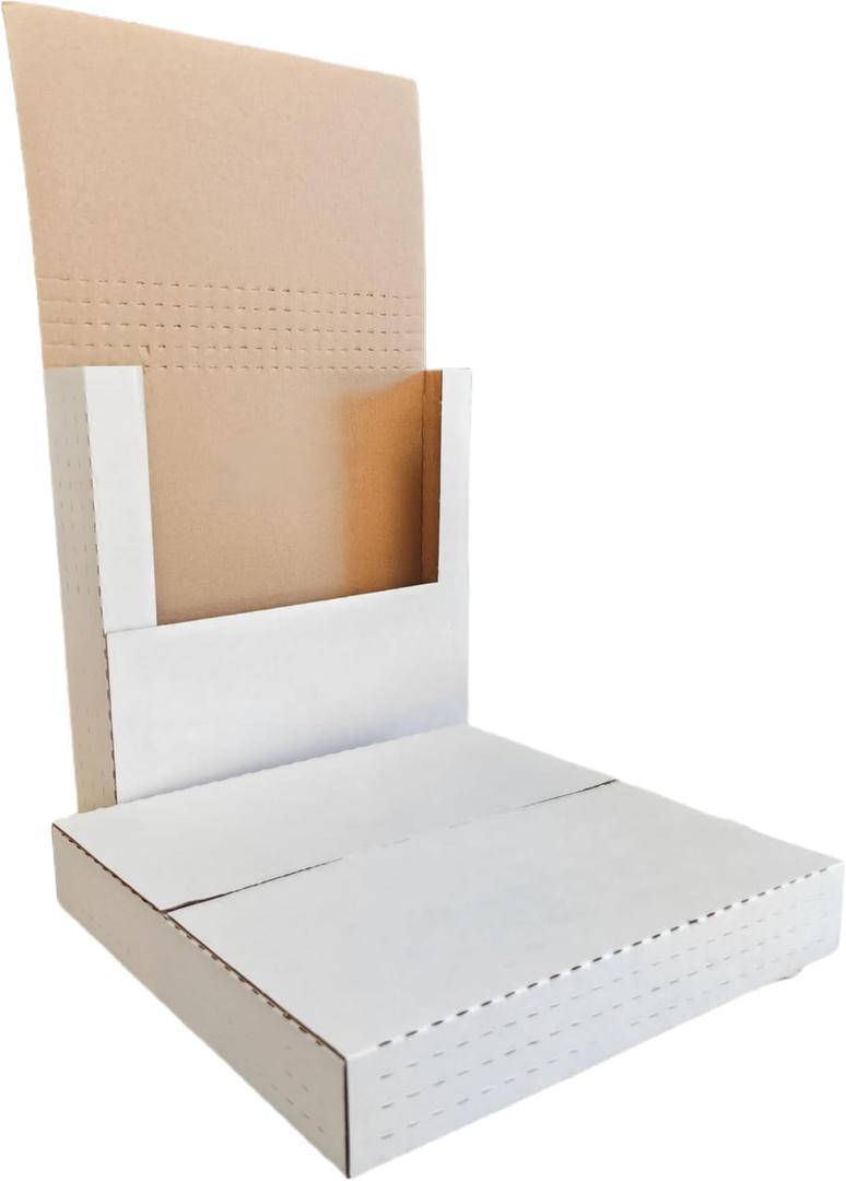 50 Pack,vinyl record mailer Corrugated Mailer,12.5x12.5x2inch, Easy-Fold Shipping Box, White,Height Adjustable,Comic book mailer,