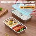 Grab and Go Snack Containers Reusable, Stainless Steel Double Compartment Snack Containers, Leakproof & Airtight Food Storage Container s, Ideal for Lunch, Snac ks Dips, Condiments