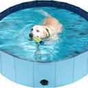 Dog Pool for Large Dogs, Kiddie Pool Hard Plastic, Dog Bathtub Portable, Foldable Pool for Dogs Slip-Resistant (Blue, M-40"x12")