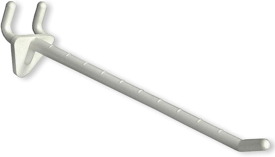 Azar Displays 800076-WHT 6-Inch Plastic Hook, White (50-Pack)