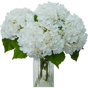 4Pcs Real Touch White Hydrangea Artificial Flowers 19.6Inch Faux Hydrangea Flowers for Home Decor Party Floral Arrangements Wedding Bouquets Centerpieces Decor