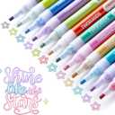 TWOHANDS Outline Markers,Glitter Pens,Metallic Markers,Fun Pens,12 Assorted Colors,Great for drawing lines on Paper,Posters,Greeting and Gift Cards 19004