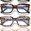 Oversized Reading Glasses for Women, 4 Pack Oprah Style Square Blue Light Blocking Computer Readers for Women