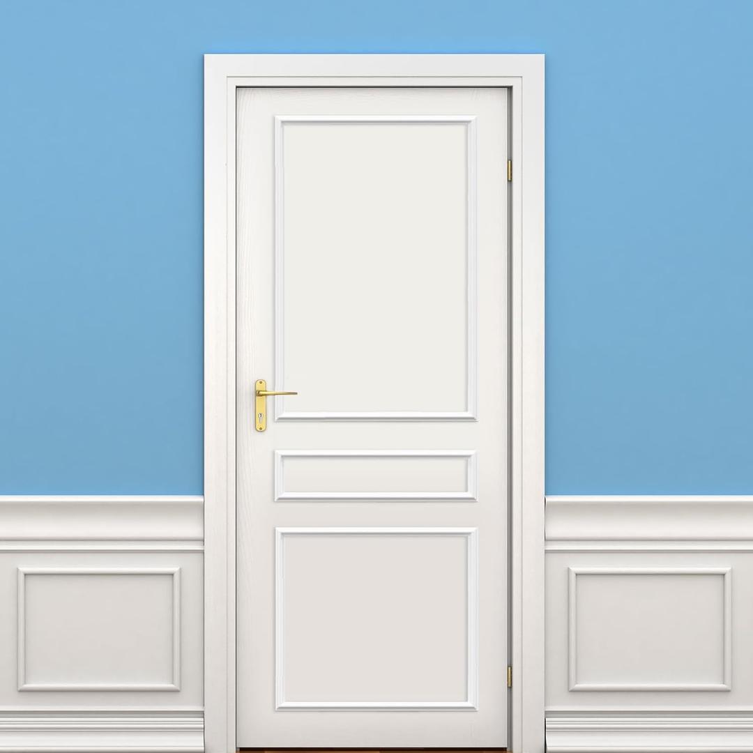 1 Set Peel and Stick Door Moulding Kit 3-Layer Premade Door Panels Molding Trim Self Adhesive 3D Trim for Mirror Window Frame Decor(Top 22"x34.6" Middle 22"x6" and Bottom 22" X 20")