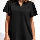 PRETTYGARDEN Women's Summer Satin Dressy Casual Blouses (Black, S)