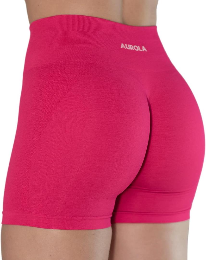 AUROLA Intensify V2.0 Women's Workout Shorts Athletic Running Shorts, Seamless High Waist Sport Gym Yoga Shorts 3.6 Pink